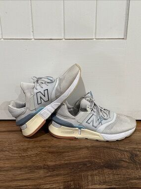 New Balance 997s Sneakers - Cream, Light Gray & Blue Accent